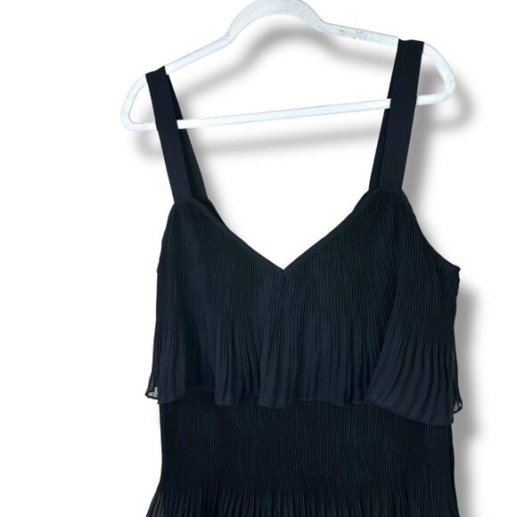 Lulus Elegant Nature Black Pleated Sheath Chiffon Sleeveless Tiered Maxi Dress - Picture 5 of 10